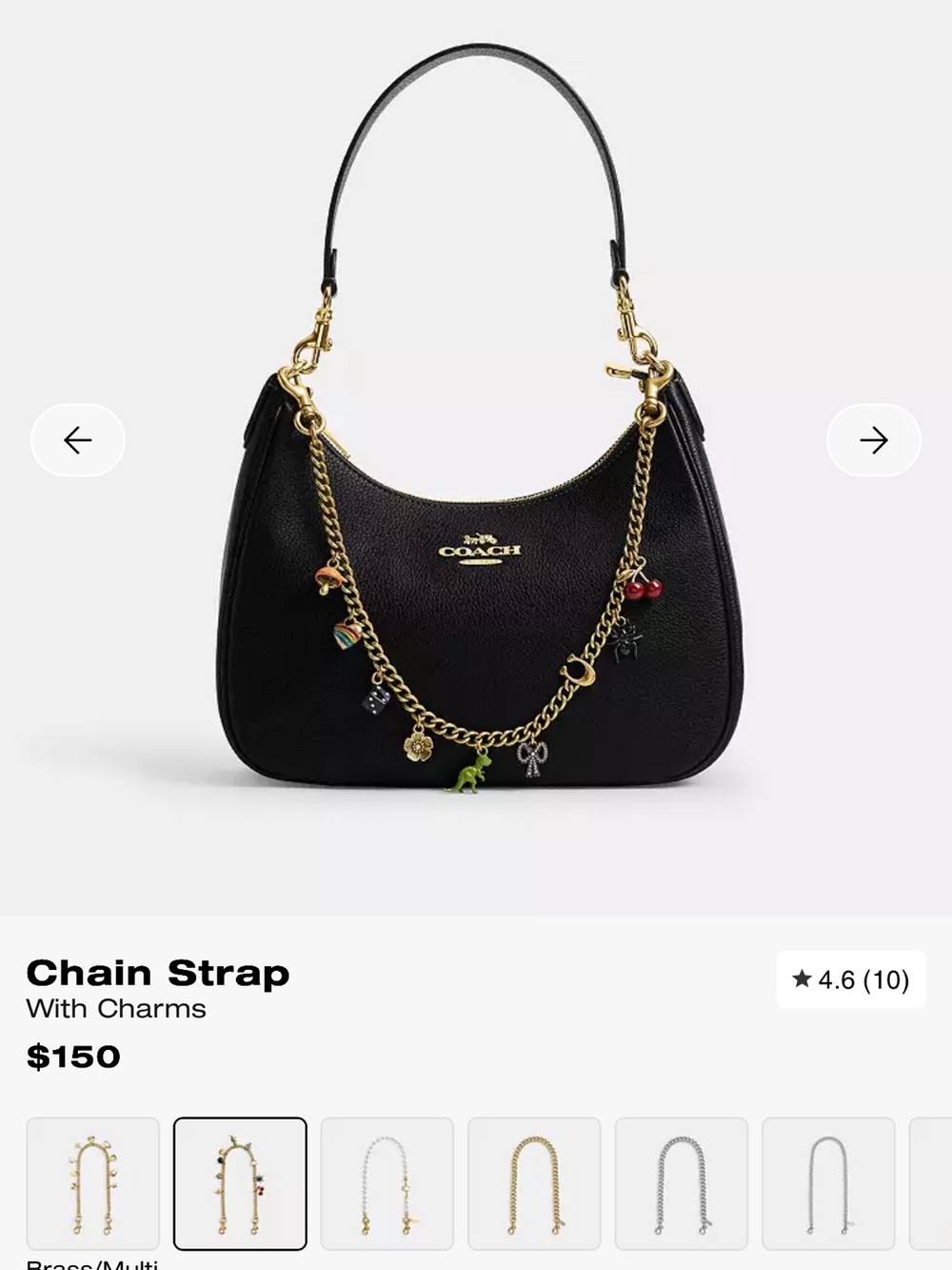 Coach Gold Chain Strap with Charms - Picture 2 of 7